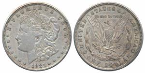 United States of America, Silver Morgan Dollar, 26.64g, 1921 (KM 110). Very Fine+.