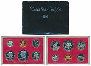 United States of America, 1981, Proof Set, 1 Dollar to 1 Cent. Proof, within box of issue.