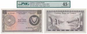 Cyprus, 1 Pound, watermark Eagle’s Head, 1976-78 (Pick 43c). Graded by PMG 45, Choice Extr