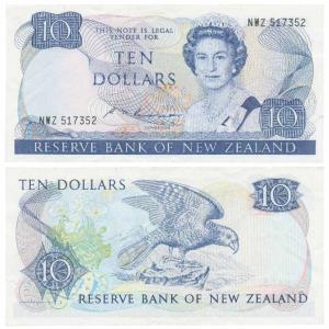 New Zealand, Elizabeth II, 10 Dollars, watermark Capt. James Cook, ND (1981-92) (KM 172). 