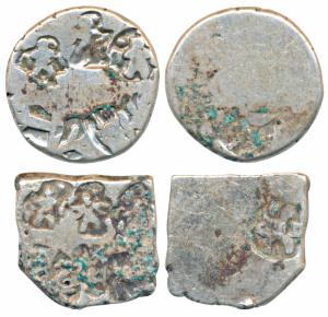 Archaic Punch Marked Coinage, Magadha Imperial (c. 600-400 BC), Silver Karshapana (2), 3.3