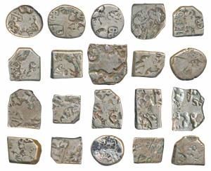 Archaic Punch-marked Coinage, Mauryan Imperial Series, Silver Karshapana (20), obv. variou