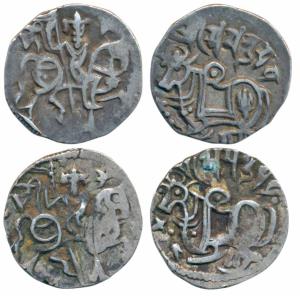 Hindu Shahis of Kabul and Ohinda, ‘Samantadeva’ (c. 850-1,000 AD), Silver Drachma (2), obv