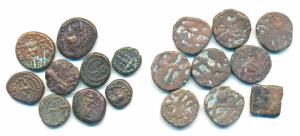 Assorted lot Copper (18), Shivaganaga & Madurai Nayakas (9), with various gods and goddess