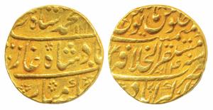 Muhammad Shah, Gold Mohur, 10.82g, Mustaqir al-Khilafat Akbarabad Mint, AH 114X/14, comple