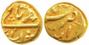 Alamgir II (AH 1167-1173; AD 1754-1759), Gold Pagoda, 3.34g, Imtiyazgarh Mint (KM 468.1). 