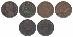 Dhar, Anand Rao III, Copper ¼ Anna, Calcutta Mint, with the name and portrait of Victoria,
