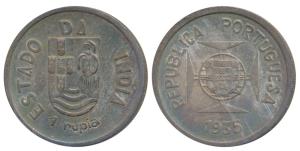 Silver Rupia 1935 (KM 23). Nice toning, Uncirculated.