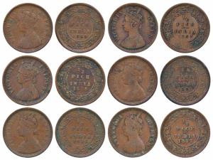 Victoria Queen & Empress, Copper ½ Pice (6), 1862, 1885, 1889, 1894, 1895 & 1897. About Ve