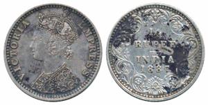 Victoria Empress, Silver ¼ Rupee, 1887, Bombay Mint, C / II / B raised (Prid 420). Very Fi