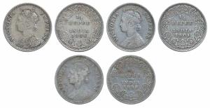 Victoria Empress, Silver ¼ Rupee (3), 1888, Bombay Mint, C / II / ‘B’ raised (Prid 421); 1