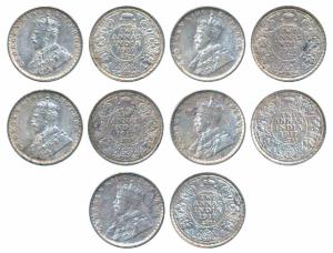 George V, Silver 2 Annas (5), 1917, Calcutta Mint (Prid 570). Extremely Fine to Uncirculat