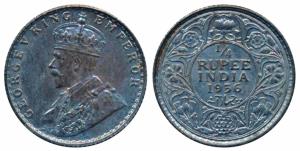 George V, Silver ¼ Rupee, 1936, Bombay Mint (Prid 460). Nice dark toning, Uncirculated.