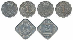 George V, Cupro-Nickel 2 Annas, 1935, Bombay Mint (Prid 902); Cupro-Nickel Anna, 1930, Cal