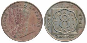 George V, Cupro-Nickel 8 Annas, 1919, Calcutta Mint, (Prid 870). Very Fine+, Scarce.