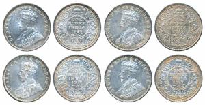 George V, Silver Rupee (4), 1917, Bombay Mint (Prid 223); 1918, Bombay Mint (Prid 342); 19