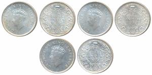 George VI, Silver ¼ Rupee (3), 1939, Bombay Mint, Head type I, (Prid 461). Uncirculated. (