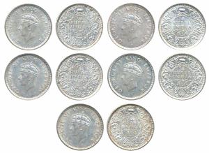 George VI, Silver ¼ Rupee (5), 1939, Bombay Mint (Prid 461). Extremely Fine to About Uncir