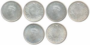 George VI, Silver ½ Rupee (3), 1939, Bombay Mint, Head type I (Prid 352). About Uncirculat