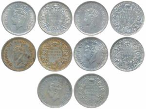 George VI, Half Silver ½ Rupee (5), 1940, 1941, 1942, 1943 & 1944, all Bombay Mint except 