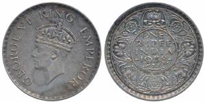 George VI, Silver Rupee, 1938, Bombay Mint, A / I / without dot (Prid 233). Very Fine+.