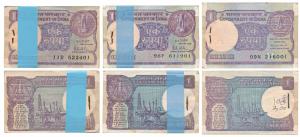 Rupee 1 Bundle (2), 1981, signed R. N. Malhotra; Rupee 1 Bundle, 1992, signed Montek Singh