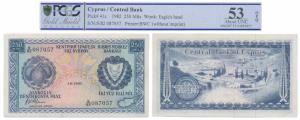 Cyprus, 250 Mils, watermark Eagle’s Head, 1982 (Pick 41c). Graded by PMG 53, About Uncircu