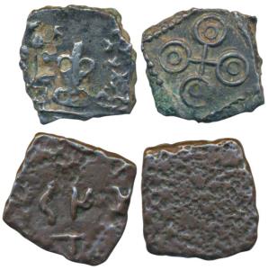 Satavahana, Vidharbha Region, Silver Square Unit, 3.12g, obv. nandiapada, tree in railing 