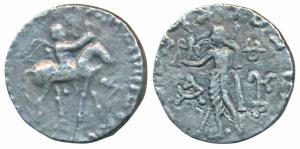 Indo-Scythians, Azes II, Silver Tetradrachm, 8.09g, obv. king mounted on a horse to right,