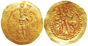 Kushano-Sasanians, Hormizd I / Ohrmazd (c. 270-300 AD), Gold Dinar, 7.93g, Boxlo (Balkh) M