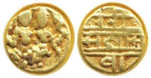 Vijayanagar Empire, Sadashiva Raya (c. 1543-1570 AD), Gold Pagoda, 3.42g, obv. Lakshmi-Nar