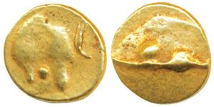 Anonymous, Hudki Gold ½ Pagoda, 1.66g, a boat like uncertain symbol on obv., possibly the 