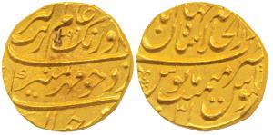 Aurangzeb, Gold Mohur, 10.91g, Dar al-Khilafat Shahjahanabad Mint, AH 1099/31, complete mi