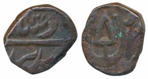 Shah Alam II (AH 1174-1221; 1759-1806 AD), Copper Paisa, 7.89g, Akbarabad Mint, spearhead 