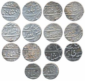 Assorted lot, Silver Rupee (7), Muhammad Shah, Surat Mint (5), AH 1150/25, 115X/28, RY 11,