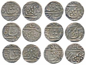 Jafarabad urf Chandor Mint, Silver Rupee (6), in the name of Shah Alam II, usual floral sp