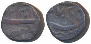 Copper Takka, 18.2g, Kabirganj Mint, in the name of Shah Alam II, AH 1231/X7, curved dagge