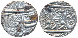 Amritsar Mint, Silver Rupee, 11.05g, Nanakshahi couplet, VS 1885 / 1903, Pataka / flag und