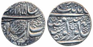 Sher Singh, Silver Rupee, 11.07g, Amritsar Mint, Nanakshahi couplet, VS 1885 / 98, trishul