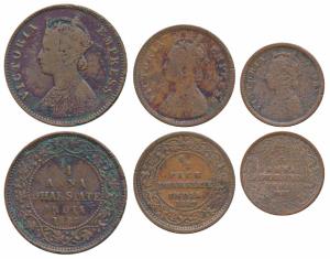 Anand Rao III (AH 1276-1316, 1860-1898 AD), Copper ¼ Anna, ½ Pice & 1/12 Anna, with the na