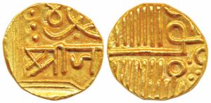 Jam Vibhaji, Gold ½ Kori, 3.2g, in the name of Muzaffar Shah III of Gujarat Sultanate with