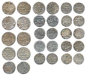 Assorted lot, Silver Rupee (15), Awadh, Datia, Gwalior, Indore, Jaipur, Kuchaman, Partabga
