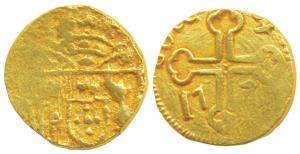 Goa, Jose the Reformer (1750-1777 AD), Gold 12 Xerafins, 4.87g, obv. crowned arms, rev. cr