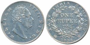 William IV, Silver Rupee, 1835, Calcutta Mint, F incuse, 3 engraved over 5 in date, No dot