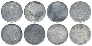 Victoria Queen & Empress, Silver Rupee (4), 1840 (3) & 1885. All Fine+ except one Very Fin
