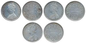 Victoria Queen, Silver Rupee (3), 1862, Bombay Mint, A / II / 1 / 1, A / II / 1 / 2 and C 