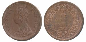 Victoria Empress, Copper 1/12 Anna, 1883, Bombay Mint (Prid 811). Uncirculated.