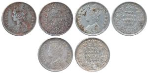 Victoria Empress, Silver 2 Annas 1885, Bombay Mint, A / I / B raised (Prid 537); 1890, Bom