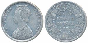 Victoria Empress, Silver ½ Rupee, 1881, Bombay Mint, B2 / II / dot (Prid 289). About Very 