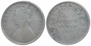 Victoria Empress, Silver ½ Rupee, 1885, Bombay Mint, A / II / B raised and Dot, Unlisted i